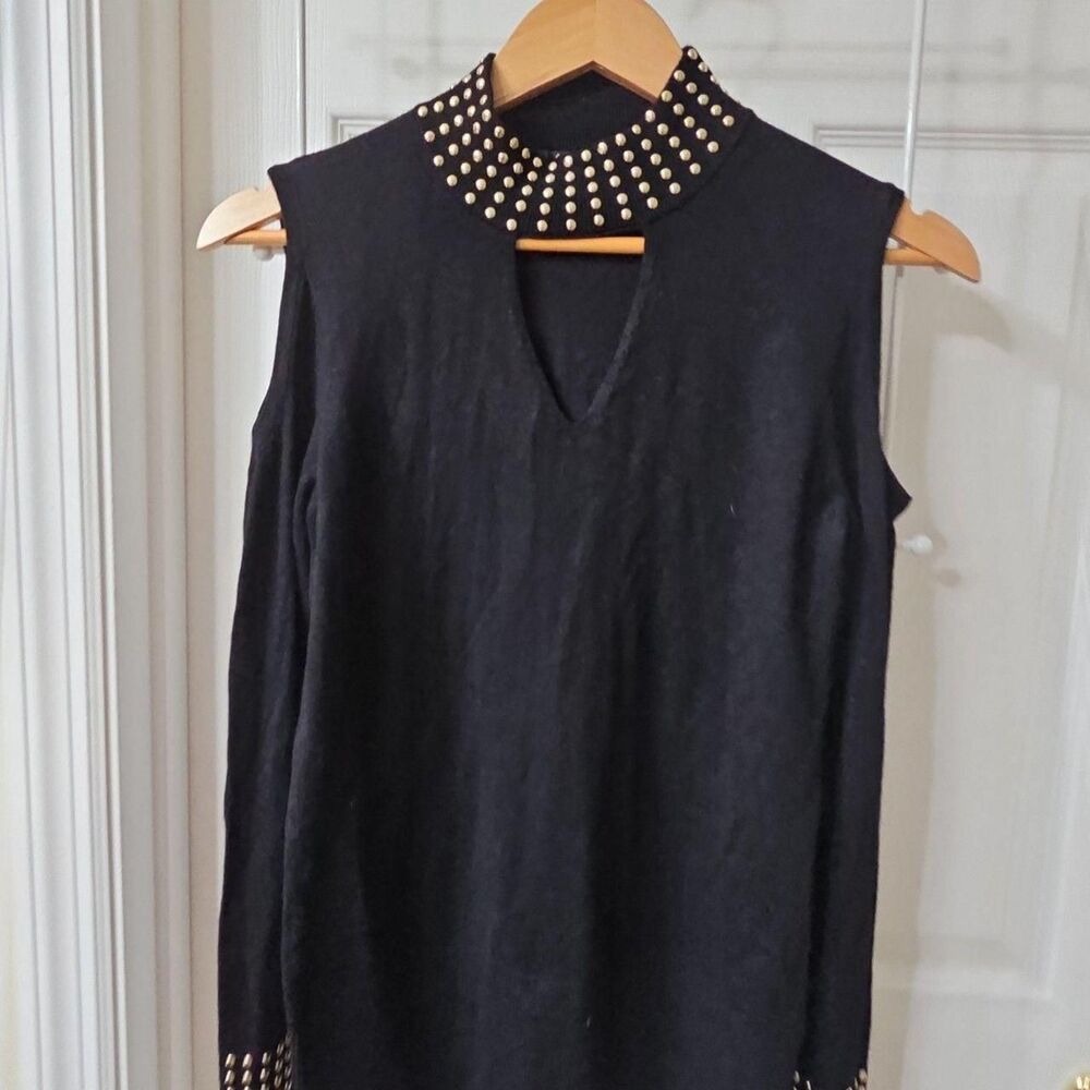 Thalia & Sodi Studded Cold Shoulder Sweater Size S
